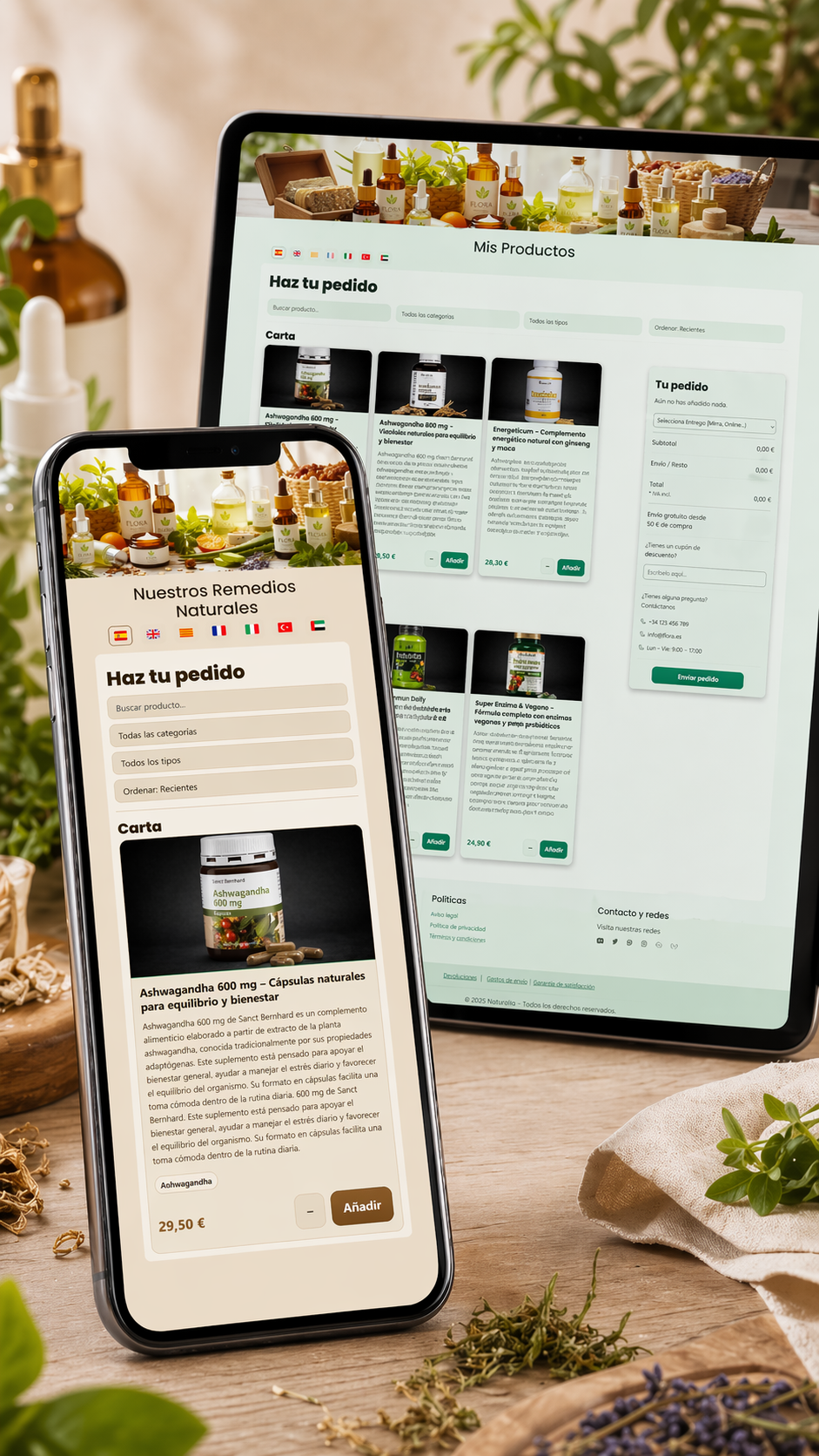 Ejemplo de catálogo digital para remedios naturales o herbolario