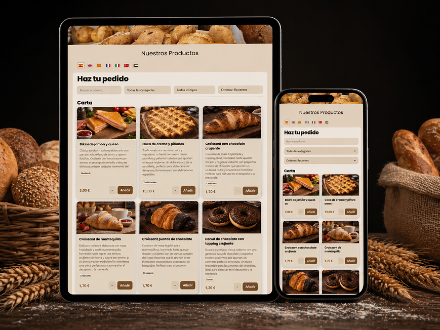 Ejemplo de página de ventas en móvil para panadería