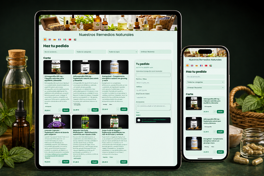 Ejemplo de página de ventas para herbolario