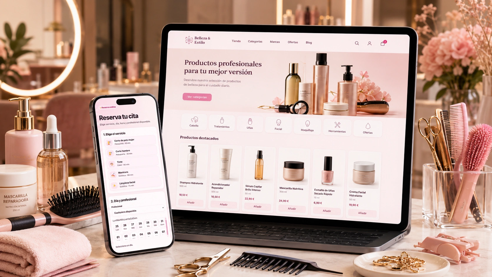 Web para peluquería, estética y manicura con reservas online
